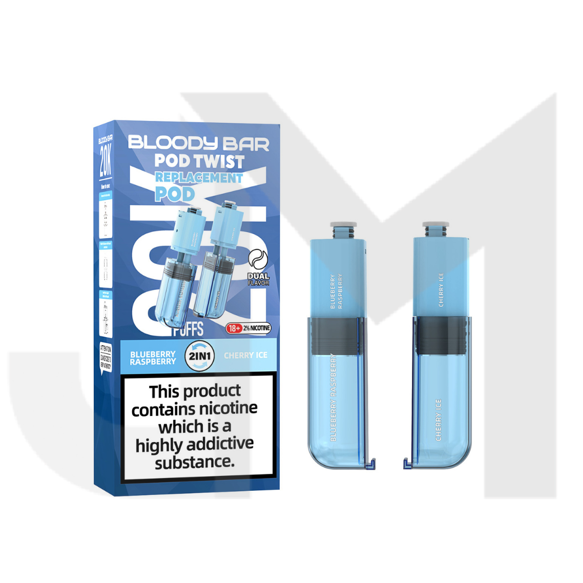 20mg Bloody Bar 20K Twist Prefilled Replacement Pods 20000 Puffs - 2 Pcs