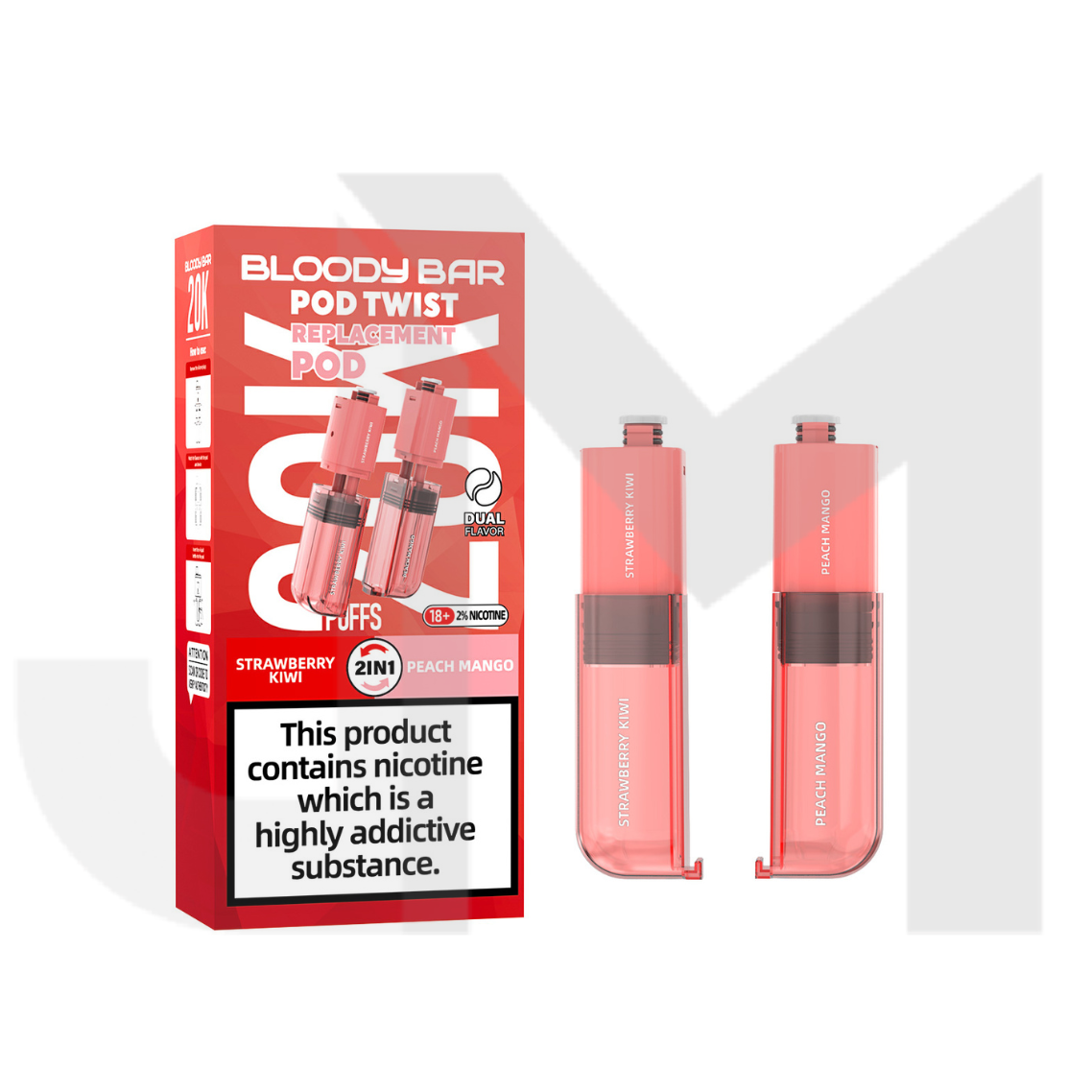 20mg Bloody Bar 20K Twist Prefilled Replacement Pods 20000 Puffs - 2 Pcs