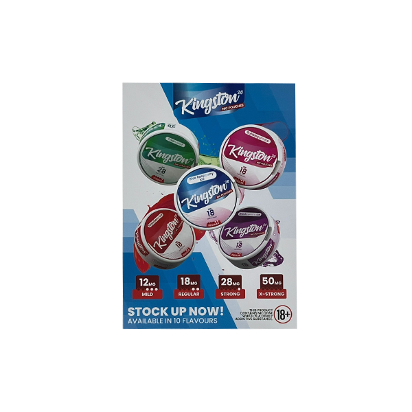 FREE Kingston Nic Pouches Promotional A4 Poster - For Your Business! 2 Per Customer