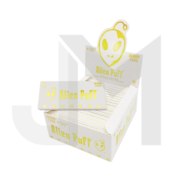 33 Alien Puff White & Gold King Size Unbleached Brown Rolling Papers ( HP109 )