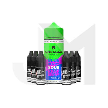 0mg Crystalize Bar Salts 120ml Longfill (50VG/50PG) + 6x Free 20mg Nicotine Shots 10ml