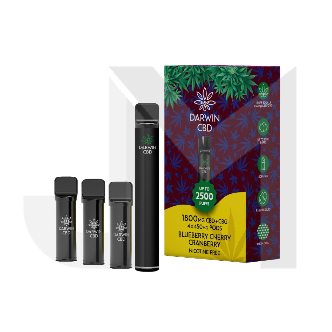 1800mg Darwin CBD + CBG 4 in 1 Pod Vape Kit 2500 Puffs