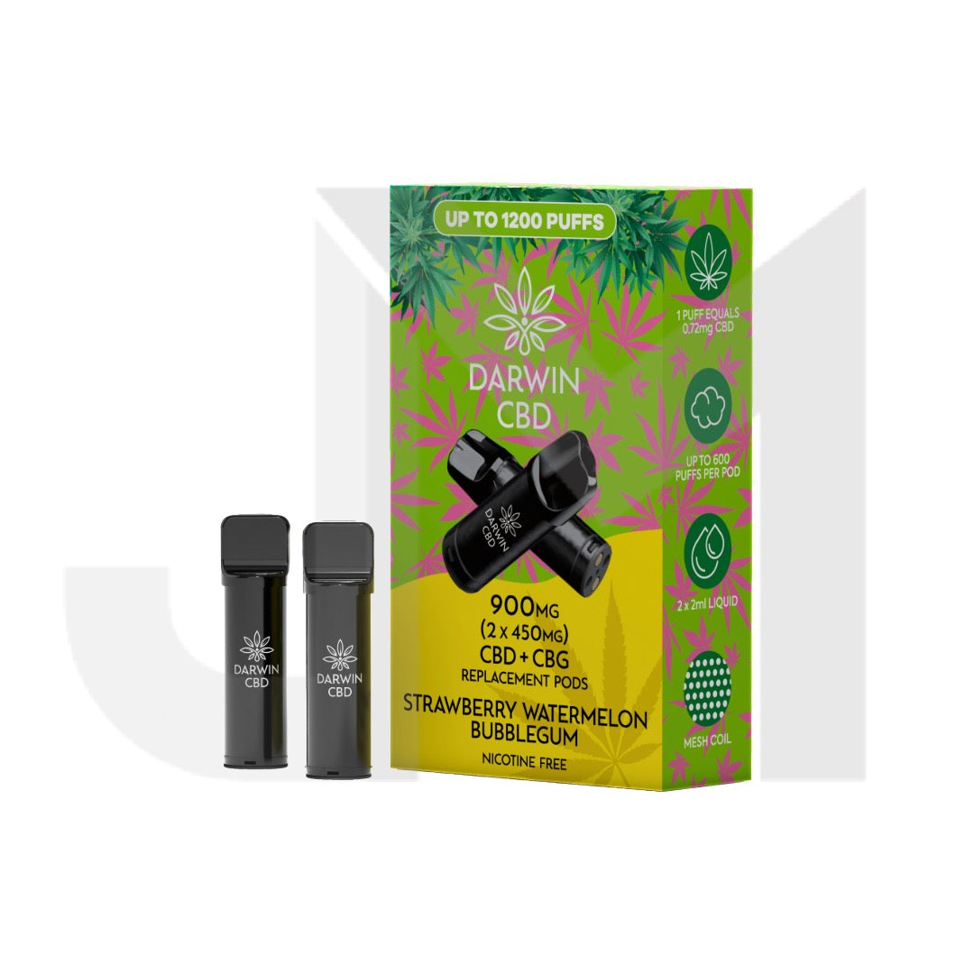 900mg Darwin CBD Prefilled Replacement Pods 1200 Puffs - 2 Pcs