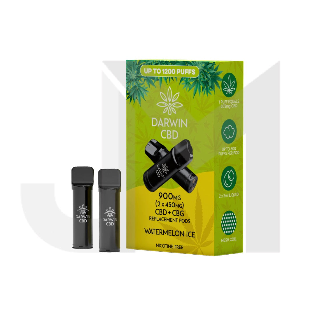 900mg Darwin CBD Prefilled Replacement Pods 1200 Puffs - 2 Pcs