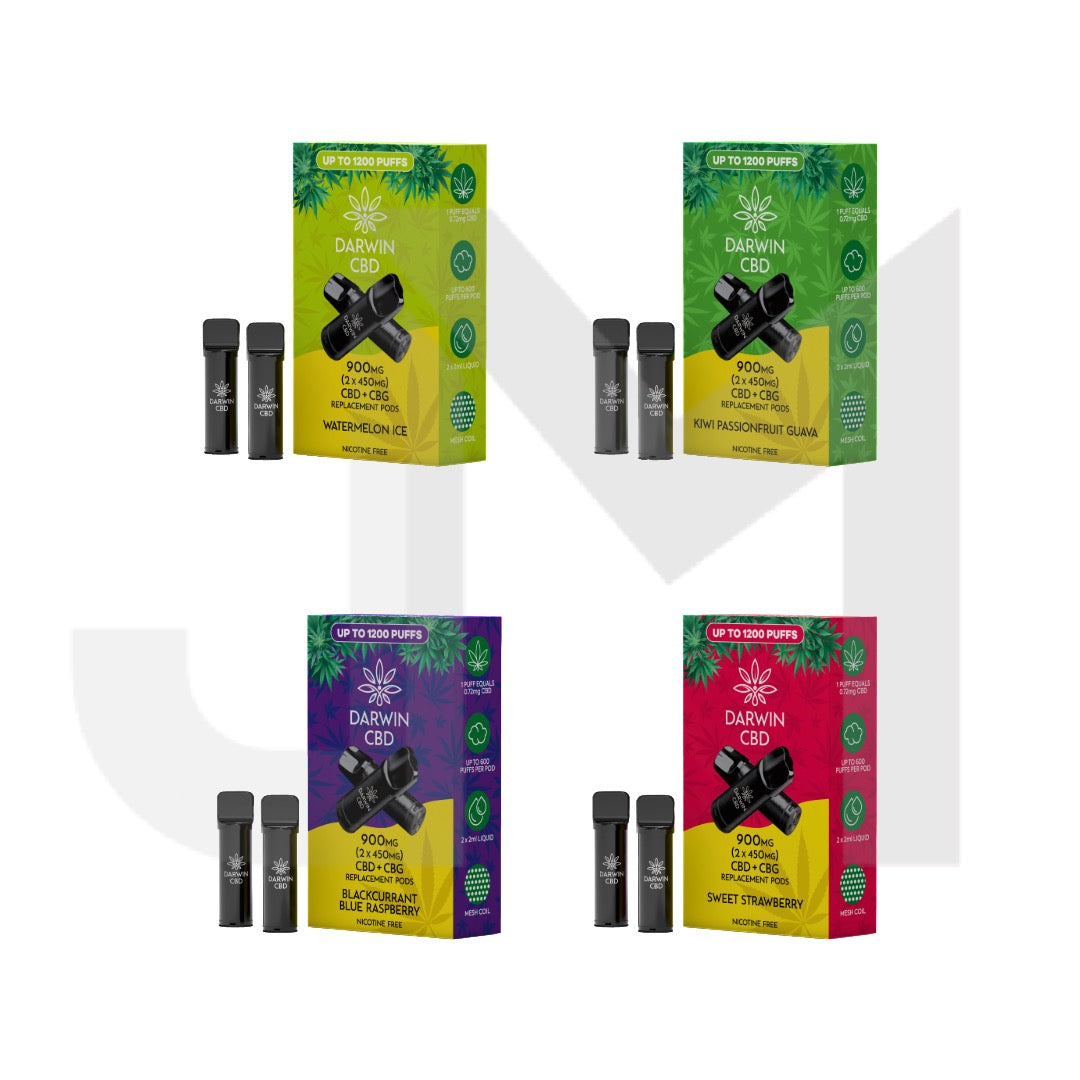 900mg Darwin CBD Prefilled Replacement Pods 1200 Puffs - 2 Pcs