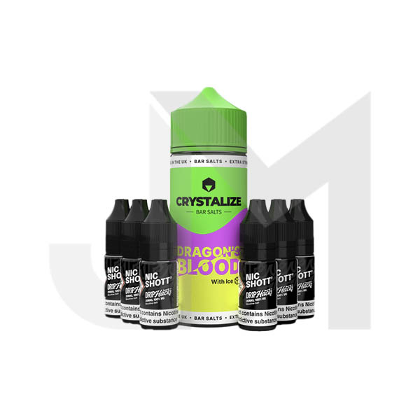 0mg Crystalize Bar Salts 120ml Longfill (50VG/50PG) + 6x Free 20mg Nicotine Shots 10ml