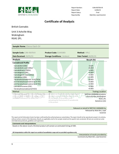 Elixinol Skin 500mg CBD Bath Oil - 100ml