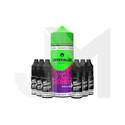 0mg Crystalize Bar Salts 120ml Longfill (50VG/50PG) + 6x Free 20mg Nicotine Shots 10ml