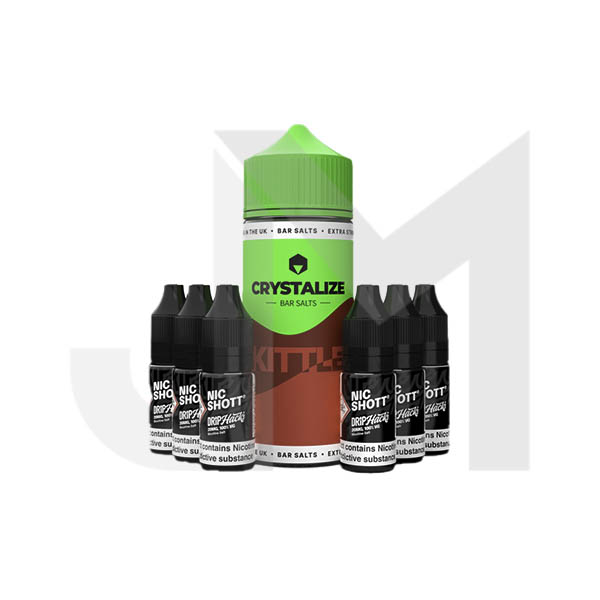 0mg Crystalize Bar Salts 120ml Longfill (50VG/50PG) + 6x Free 20mg Nicotine Shots 10ml