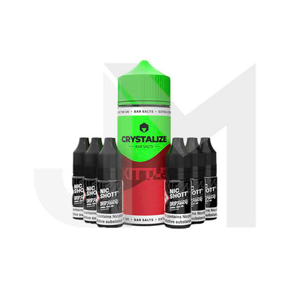 0mg Crystalize Bar Salts 120ml Longfill (50VG/50PG) + 6x Free 20mg Nicotine Shots 10ml