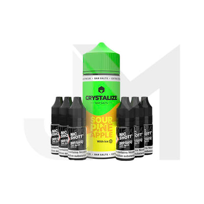 0mg Crystalize Bar Salts 120ml Longfill (50VG/50PG) + 6x Free 20mg Nicotine Shots 10ml