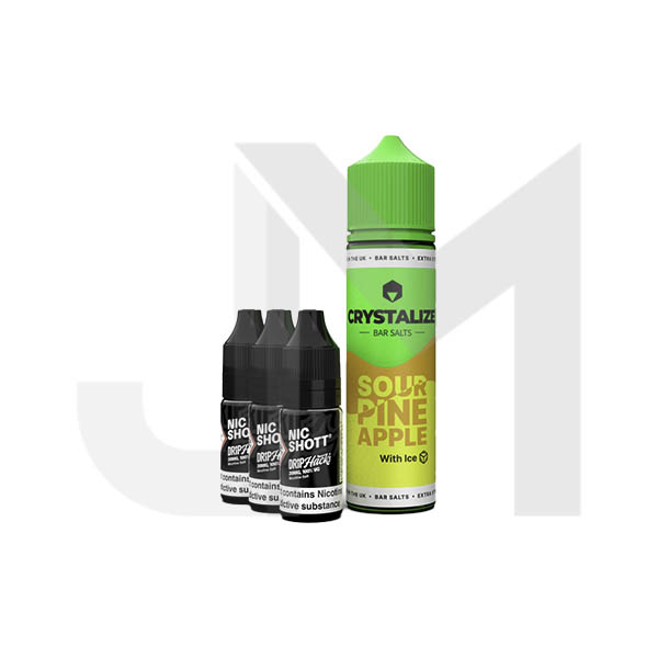 0mg Crystalize Bar Salts 60ml Longfill (50VG/50PG) + 3x Free 20mg Nicotine Shots 10ml