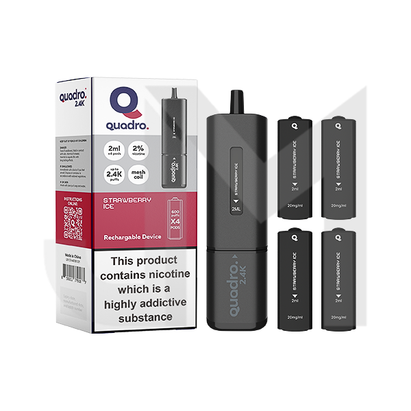 Quadro 2.4K Pod Vape Kit Black Series 2400 Puffs - JM Wholesale Quadro 2.4K Pod Vape Kit Black Series 2400 Puffs - JM Wholesale
