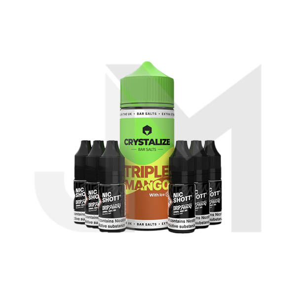 0mg Crystalize Bar Salts 120ml Longfill (50VG/50PG) + 6x Free 20mg Nicotine Shots 10ml