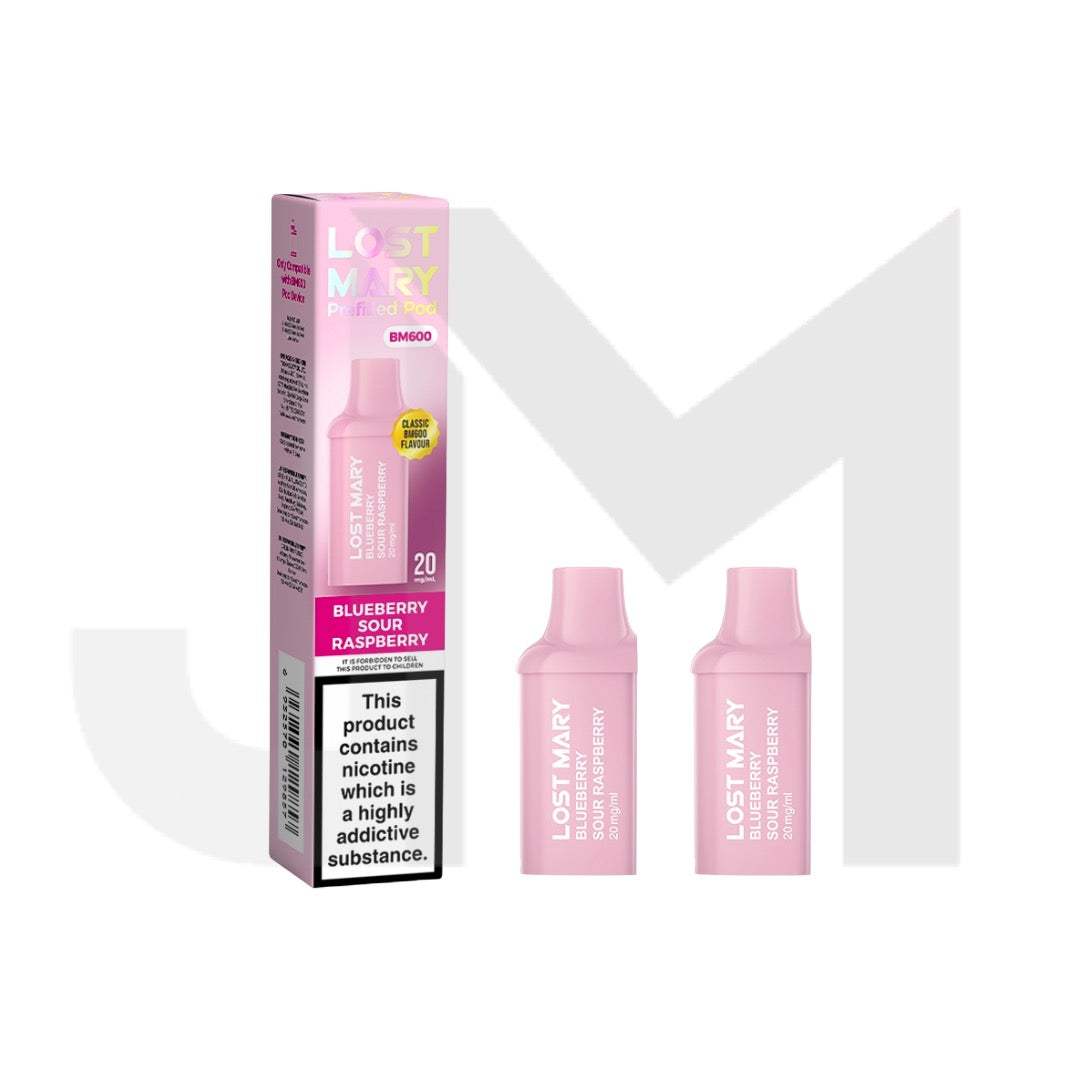 20mg Lost Mary BM600 Prefilled Replacement Pods 1200 Puffs - 2 Pcs