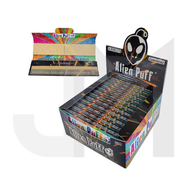 Alien Puff Glow in the Dark Pack, Kingsize Brown Rolling Papers & Tips (HP2211)