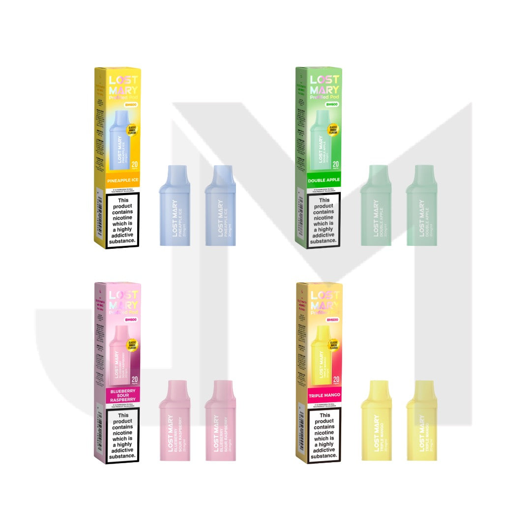 20mg Lost Mary BM600 Prefilled Replacement Pods 1200 Puffs - 2 Pcs