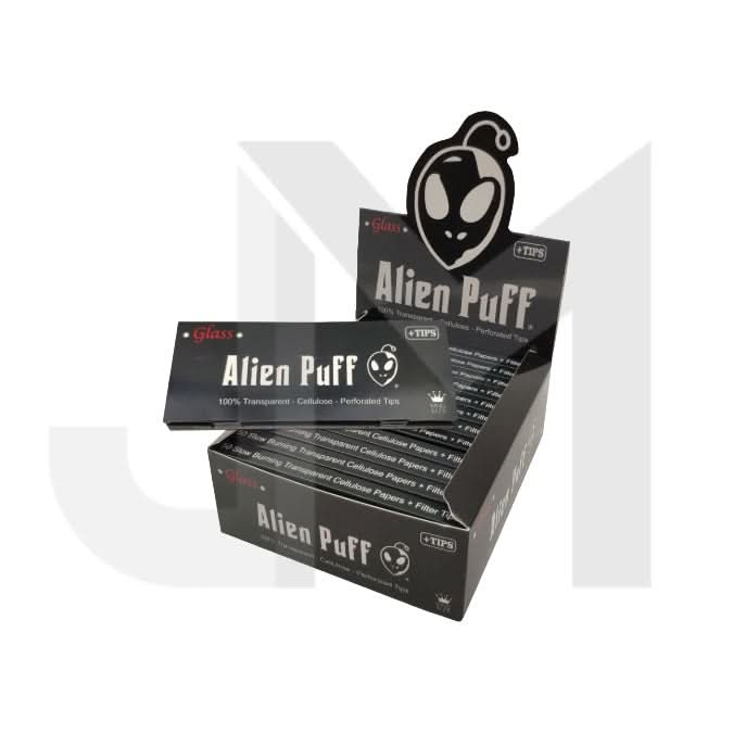 Alien Puff Transparent Cellulose King Size Rolling Papers & Tips (HP125-APT)