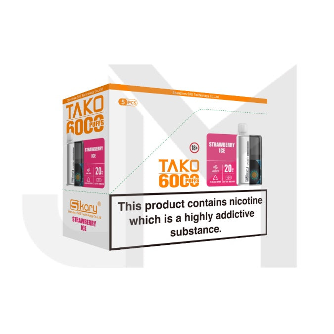 5 x 20mg Sikary Tako SP6000 Prefilled Pod Vape Kit 30000 Puffs - (1 Free Kit With Every Box Of 5)