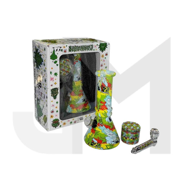 Mr Joint Glass Bong with Pipe and Grinder Set 293-SZY - GS0656