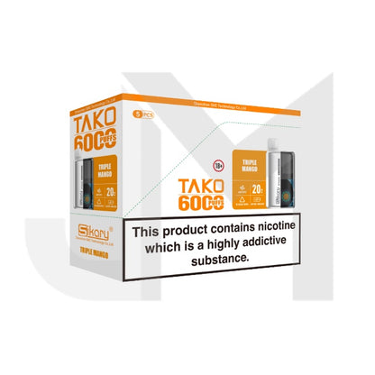 5 x 20mg Sikary Tako SP6000 Prefilled Pod Vape Kit 30000 Puffs - (1 Free Kit With Every Box Of 5)