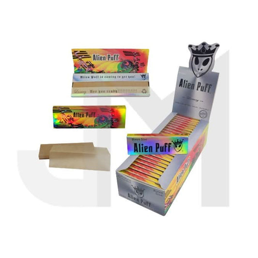 62 Alien Puff Luxury Pack Queen Size 70mm Brown Rolling Papers - 50 Booklets (HP2105)