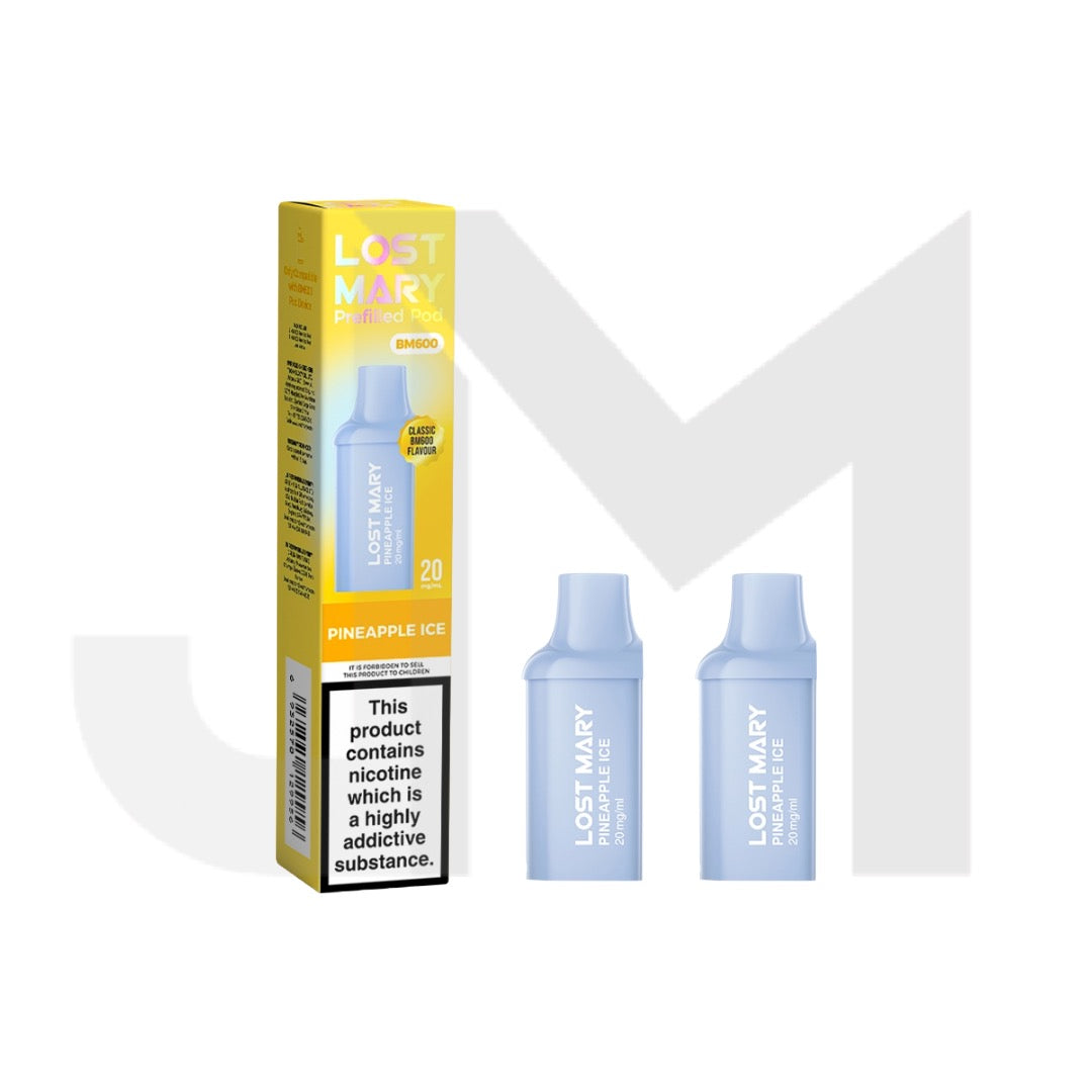 20mg Lost Mary BM600 Prefilled Replacement Pods 1200 Puffs - 2 Pcs