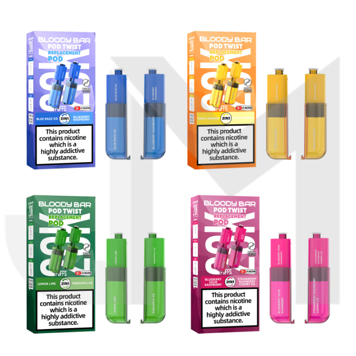 20mg Bloody Bar 20K Twist Prefilled Replacement Pods 20000 Puffs - 2 Pcs