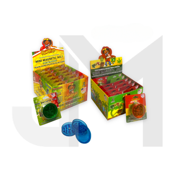 12 x Honeypuff Rasta Mini No.1 Grinder Blister Display – GS1582