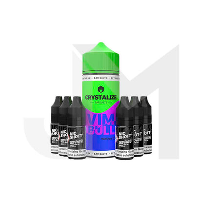 0mg Crystalize Bar Salts 120ml Longfill (50VG/50PG) + 6x Free 20mg Nicotine Shots 10ml