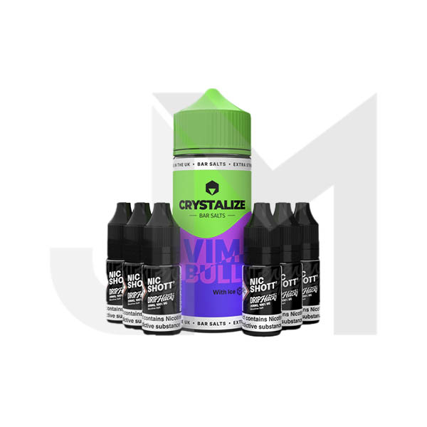 0mg Crystalize Bar Salts 120ml Longfill (50VG/50PG) + 6x Free 20mg Nicotine Shots 10ml