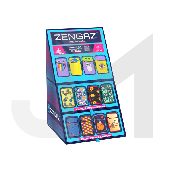 Zengaz Cube ZL-12 Royal Jet (EU-S3) - Jet Flame Lighters Bundle + 48 Lighters with Cube display stand