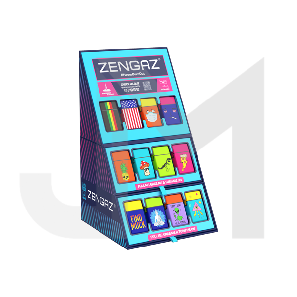 Zengaz Cube ZL-30 Chip Set (EU-S2) - Jet Flame Lighters Bundle + 48 Lighters with Cube display stand