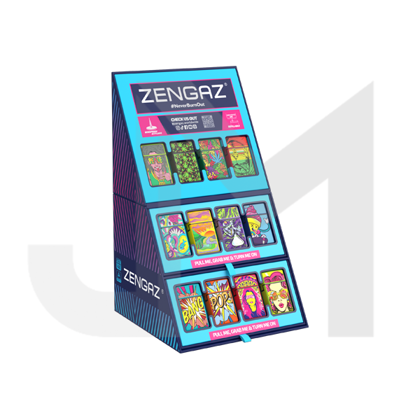 Zengaz Cube ZL-30 Chip Set (UK-S4) - Jet Flame Lighters Bundle + 48 Lighters with Cube display stand