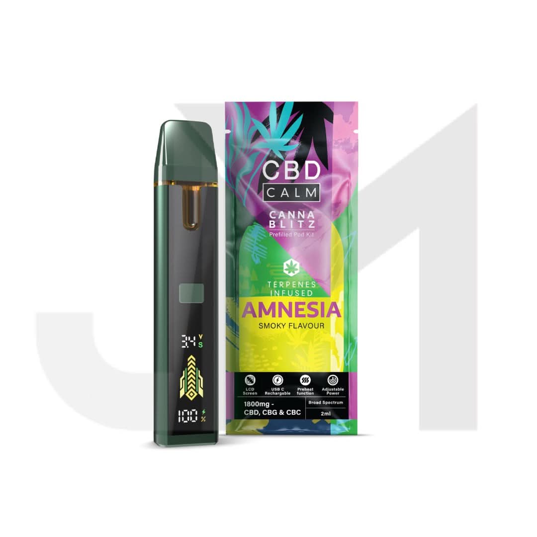 1800mg CBD Calm + CBG + CBC CANNABLITZ Prefilled Pod Vape Kit | UK Wholesale 1800mg CBD Calm + CBG + CBC CANNABLITZ Prefilled Pod Vape Kit | UK Wholesale