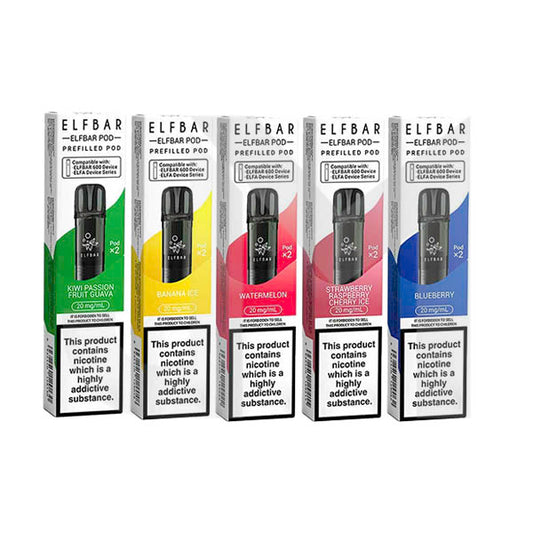 20mg Elf Bar 600 Prefilled Pods 2ml 1200 Puffs - 2 Pcs