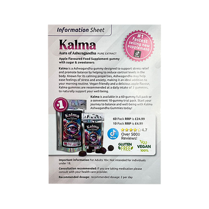 FREE Kalma Pure Ashwaghanda Extract Gummies Promotional A4 Poster - For Your Business! 2 Per Customer