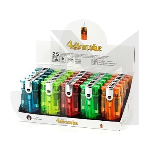 25 x 4smoke Double Flame Electronic Lighters - 8248