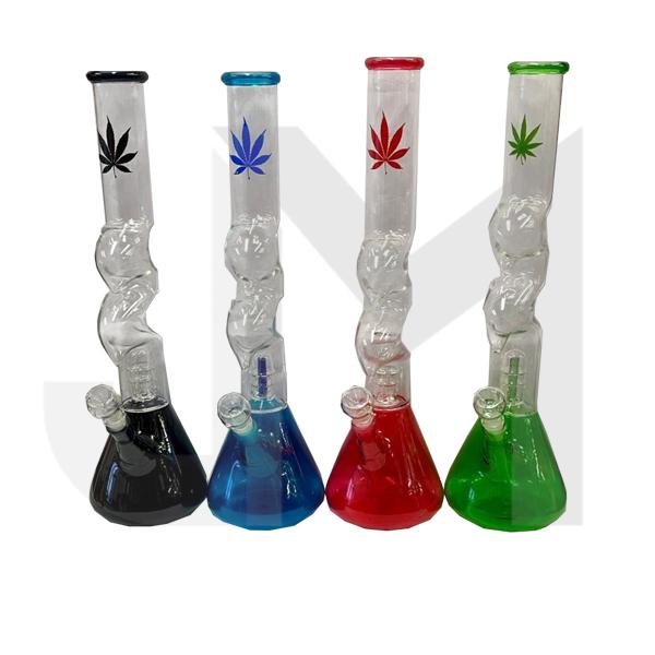 46cm Large Percolator Zigzag Colour Glass Bong With Glass Bowl AC-212 (SM-2388)