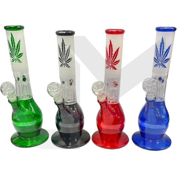 30cm Percolator Leaf Print Glass Bong AC-195 (SM-2371)