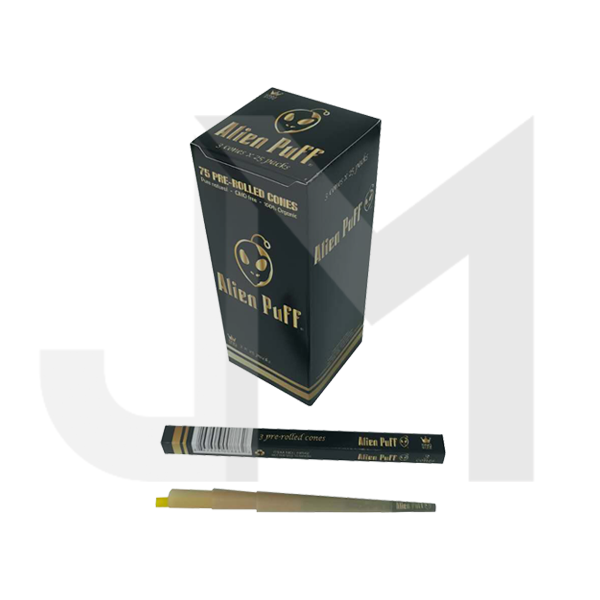 75 Alien Puff Black & Gold King Size Pre-Rolled Cones ( HP142 )