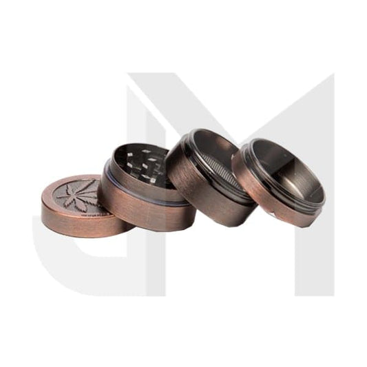 4 Parts Amsterdam Leaf Metal Bronze Mini Grinder - HX067LEAF