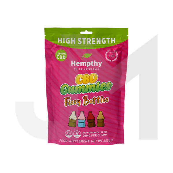 Hempthy 1000mg CBD Fizzy Bottles Gummies - 50 Pieces