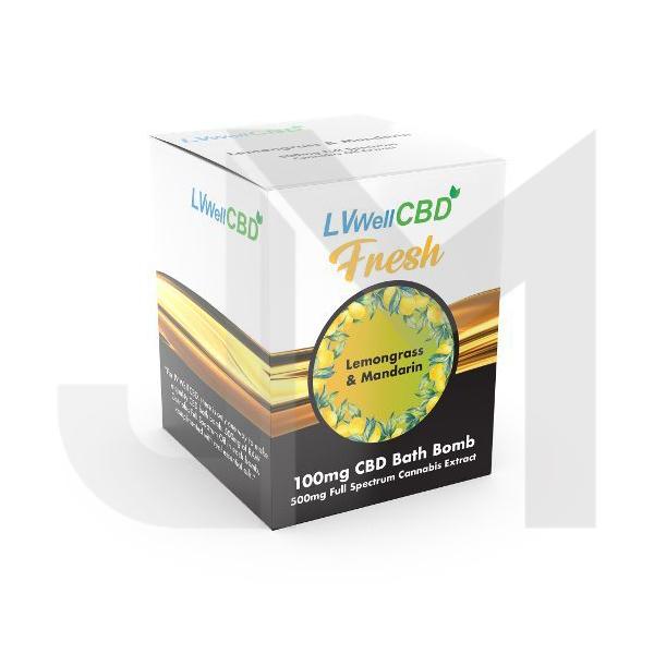 LVWell CBD 500mg CBD Bath Bomb - Lemongrass and Mandarin - Fresh