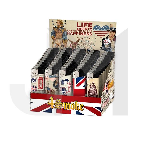50 x 4Smoke Electronic Printed Lighters - YZ218DK