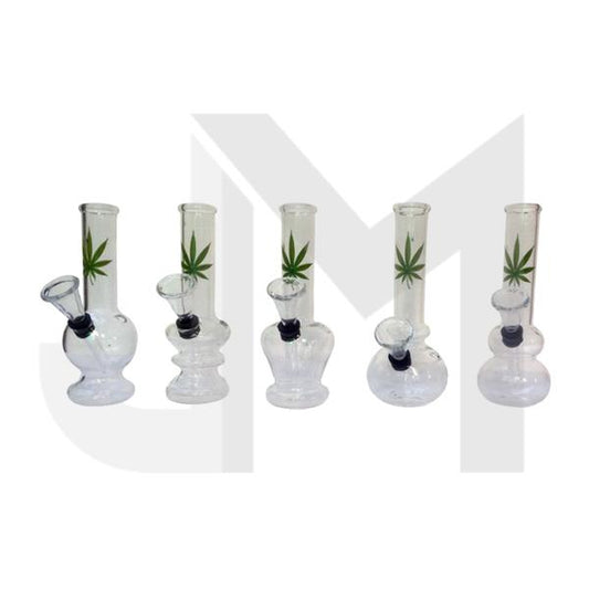 6" Small Leaf Design Glass Bong - GB41