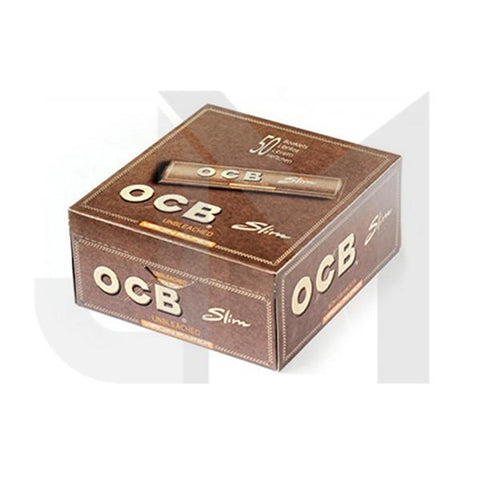  5 booklets OCB Virgin Slim Unbleached Rolling Paper King Size +  Filter Tips : Health & Household